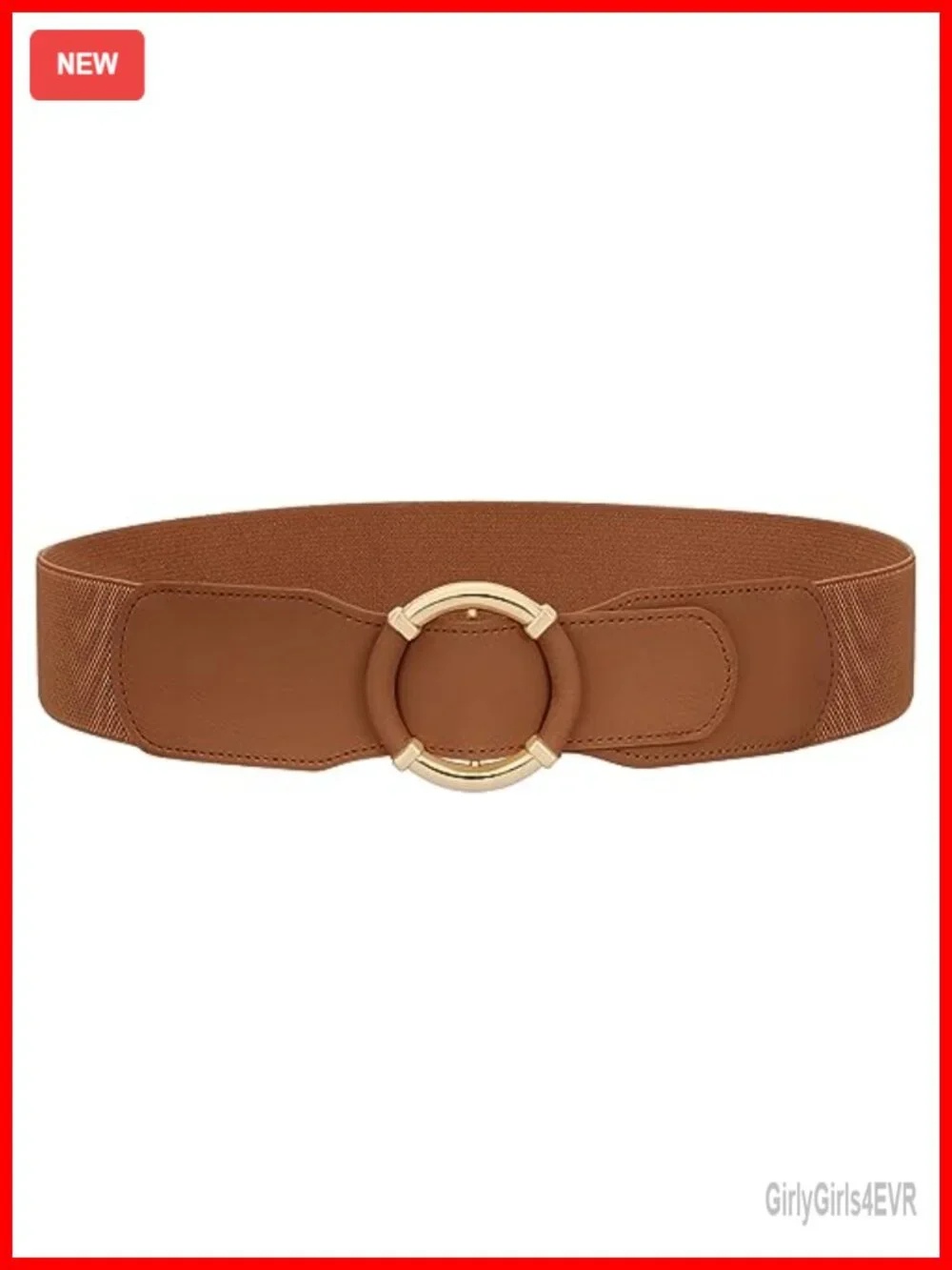 Vintage Stretchy Elastic Wide Waist Belt with Circle Buckle for Dresses